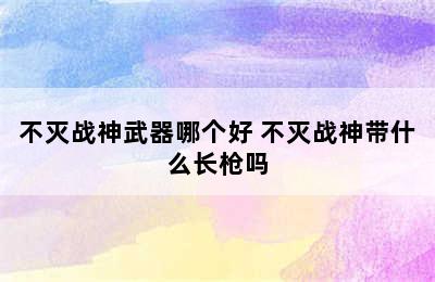 不灭战神武器哪个好 不灭战神带什么长枪吗